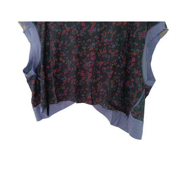 New Natural Life Cut It Out Tee XL Charcoal Floral Open Back Cotton Top - Picture 5 of 14